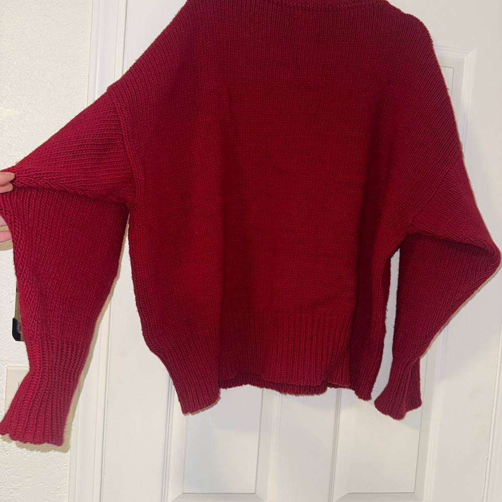 Babaa Red V-Neck Wool Sweater - Picture 9 of 10